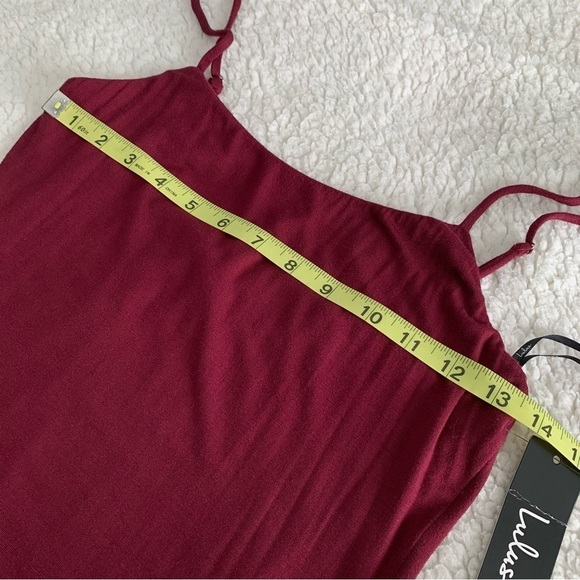 Lulus Everything To Me Event Dress NEW Womens Small Burgundy Ruched Slit Midi - Picture 11 of 14